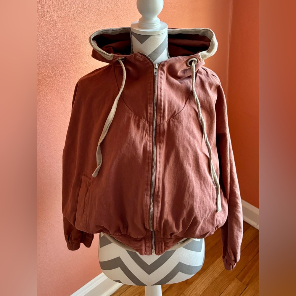 Polagram Rust-Tone Hooded Jacket with Cream Trim